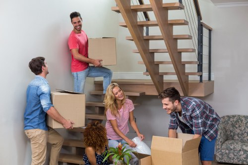 Moving van service with crew handling boxes safely in Waterloo
