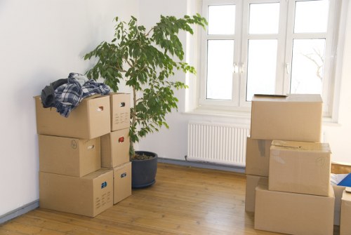 Professional moving van with cargo inside